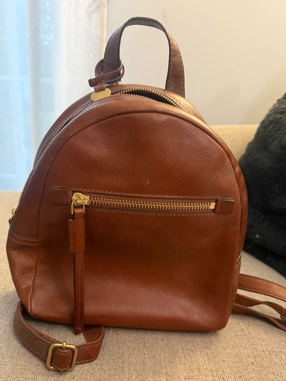 Fossil Classic Brown Leather Backpack Purse - Women Bags
